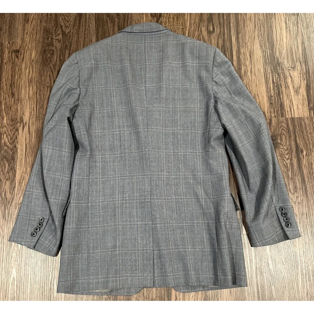 Christian Dior Hart Schaffner Mens Gray Plaid Worsted Wool  Blazer Jacket READ